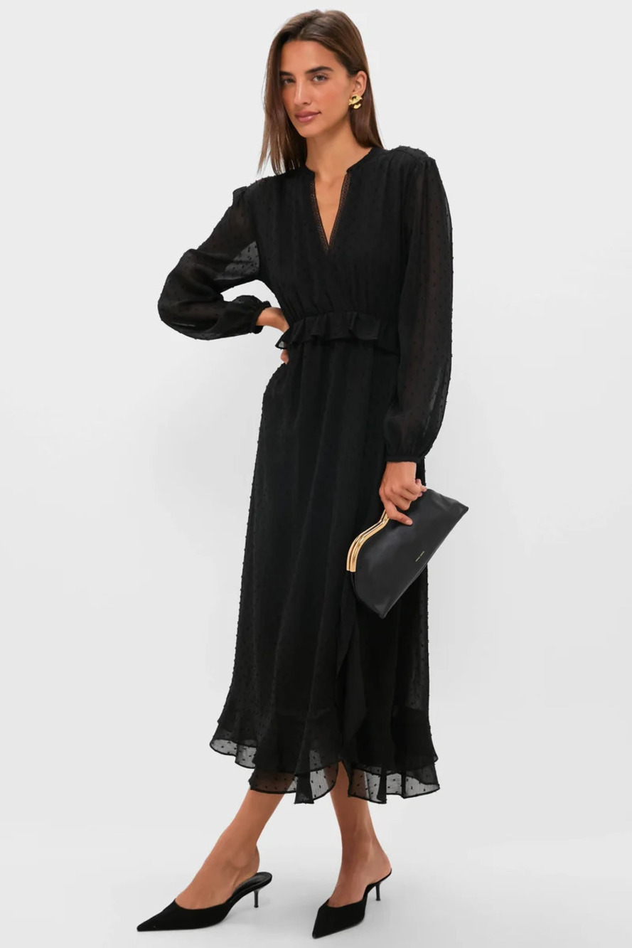 Pomander Place Black Textured Dot Selwyn Dress